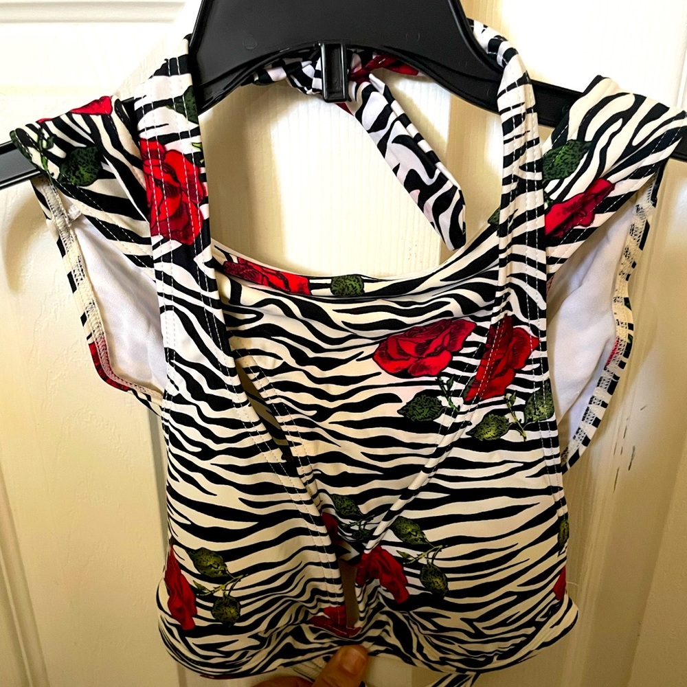 Super Cute Zebra and Rose Bikini Size M